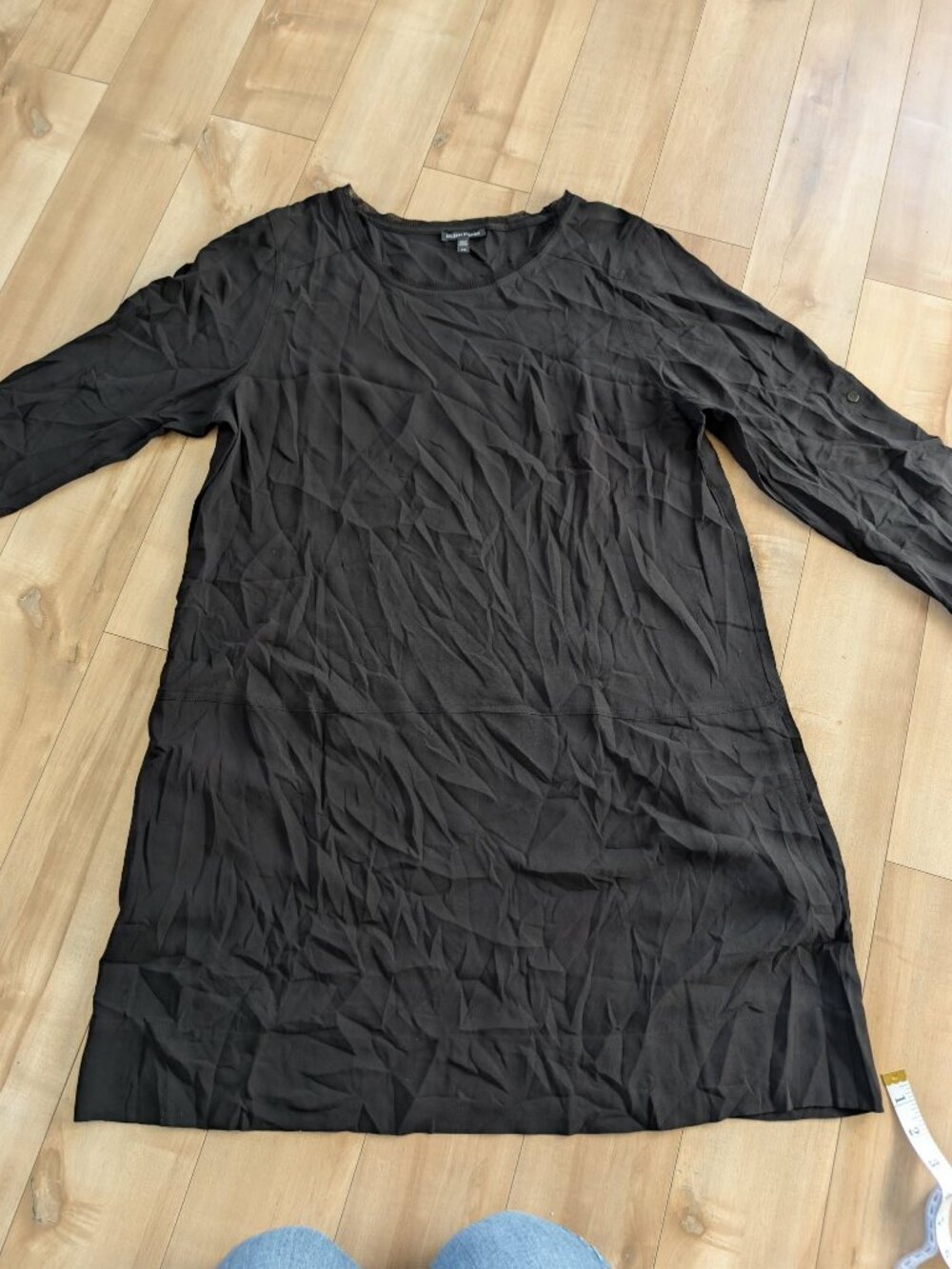 Eileen Fisher Black Silk Tunic Dress Size Large